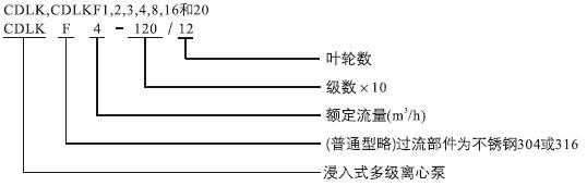 CDLK，CDLKF浸入式多級離心泵型號定義