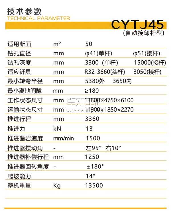 CYTJ45(錨桿型)全液壓掘進(jìn)鉆車技術(shù)參數(shù)